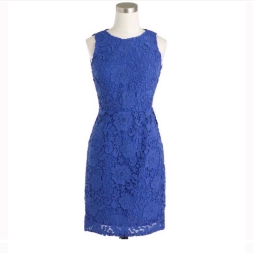J. Crew Crochet Lace Sheath Dress - Royal Blue - Sleeveless